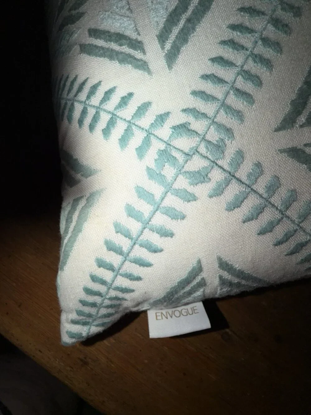 2 Envogue Seafoam Green Cream Navy Blue Embroidered 18X18 BOHO Throw Pillows